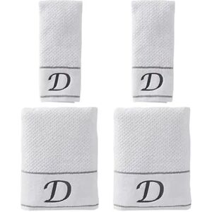 Saturday Knight, Ltd. Monogram 4-piece Bath & Hand Towel Set, White