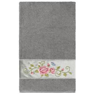 Linum Home Textiles Turkish Cotton Rebecca Embellished Bath Towel, Dark Grey