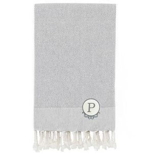 Linum Home Textiles Turkish Cotton Personalized Fun In Paradise Pestemal Beach Towel, Grey