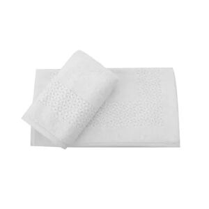 Classic Turkish Towels Genuine Cotton Soft Absorbent Hardwick Jacquard Bath Mat 2 Piece Set, White