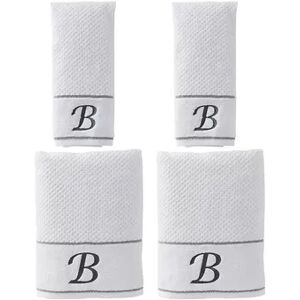 Saturday Knight, Ltd. Monogram 4-piece Bath & Hand Towel Set, White