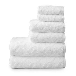 Welhome Athena 6-Piece Bath Towel Set, White, 6 Pc Set