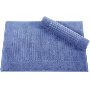 Classic Turkish Towels Genuine Cotton Soft Absorbent Piano Key Bath Mat 2 Piece Set, Brt Blue