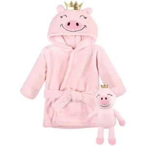 Hudson Baby Infant Girl Plush Bathrobe and Toy Set, Pig, One Size, Infant Girl's, Med Pink