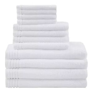 510 Design 12-piece Big Bundle Antimicrobial Cotton Bath Towel Set, White, 12 PK