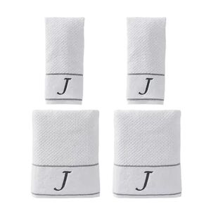 Saturday Knight, Ltd. Monogram 4-piece Bath & Hand Towel Set, White