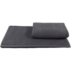 Classic Turkish Towels Genuine Cotton Soft Absorbent Hardwick Jacquard Bath Mat 2 Piece Set, Grey