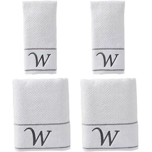 Saturday Knight, Ltd. Monogram 4-piece Bath & Hand Towel Set, White