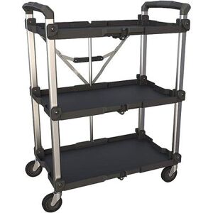 Olympia Tools Pack N Roll 3 Tier Collapsible XLarge Rolling Service Utility Cart, Black