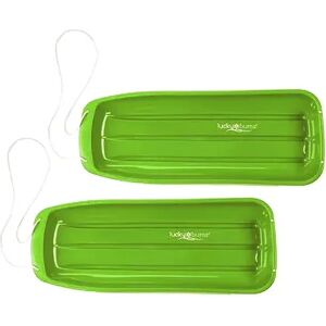 Lucky Bums Kids 48 Inch Plastic Snow Toboggan Sled w/ Pull Rope, Green (2 Pack)