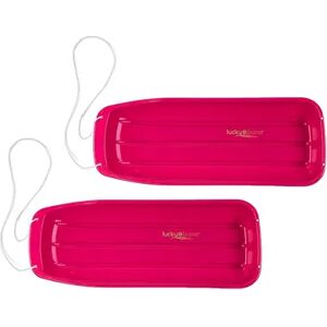 Lucky Bums Kids 48 Inch Plastic Snow Toboggan Sled with Pull Rope, Pink (2 Pack), Med Pink