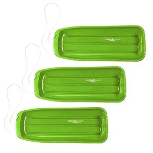 Lucky Bums Kids 48 Inch Plastic Snow Toboggan Sled w/ Pull Rope, Green (3 Pack), N A