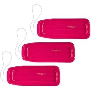 Lucky Bums Kids 48 Inch Plastic Snow Toboggan Sled with Pull Rope, Pink (3 Pack), Med Pink