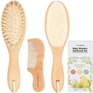 KeaBabies Baby Hair Brush, Natural Wooden Cradle Cap Brush with Soft Goat Bristle, Perfect Baby Hair Brush Set (Oval), Red/Coppr