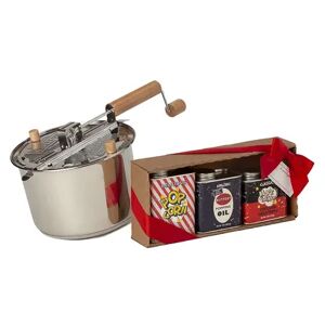 Wabash Valley Farms Stainless Steel Whirley-Pop Popcorn Popper & Retro Gift Set, Multicolor