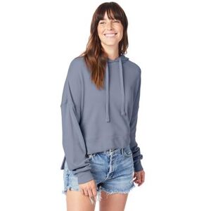 Alternative A9906ZT Women's Washed Terry Studio Hooded Sweatshirt in Denim size Large Cotton/Polyester Blend