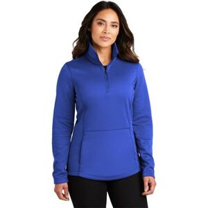 Port Authority L804 Women's Smooth Fleece 1/4-Zip T-Shirt in True Royal Blue size XL Polyester