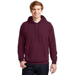 Hanes P170 Ecosmart 50/50 Pullover Hooded Sweatshirt in Maroon size 2XL Cotton Polyester