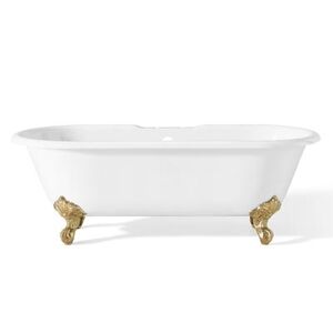 Cheviot Regal 61 Inch Double Ended Cast Iron Clawfoot Tub - Rim Faucet Drillings 2168-WW-7-PB