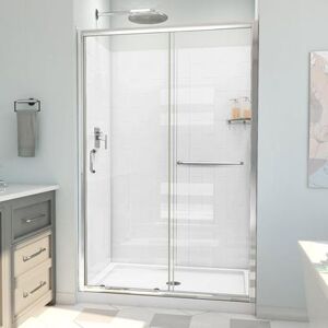 Dreamline Infinity-Z 36 in. D x 48 in. W x 78 3/4 in. H Sliding Shower Door, Base, and White Wall Kit in Chrome and Clear Glass D2094836XXC0001