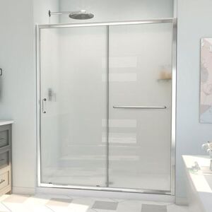 Dreamline Infinity-Z 36 in. D x 60 in. W x 78 3/4 in. H Sliding Shower Door, Base, and White Wall Kit in Chrome and Frosted Glass D2096036XFC0001