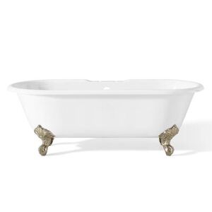 Cheviot Regal 61 Inch Double Ended Cast Iron Clawfoot Tub - Rim Faucet Drillings 2168-WW-7-PN