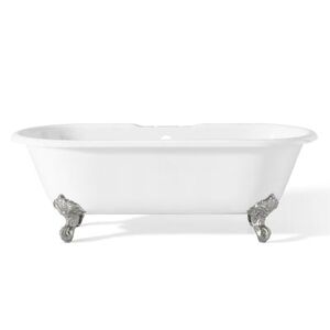 Cheviot Regal 61 Inch Double Ended Cast Iron Clawfoot Tub - Rim Faucet Drillings 2168-WW-7-CH