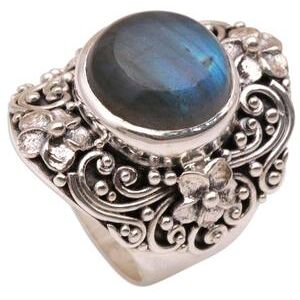 NOVICA Jepun Mists,'Labradorite and Sterling Silver Dome Ring from Bali'