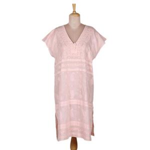 NOVICA Paisley Garden in Pink,'Embroidered Pink Cotton Shift Dress from India'