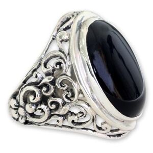 NOVICA 'Song of the Night' - Men's Handmade Sterling Silver and Onyx Ring