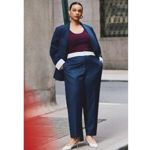 Plus Size Women's Interior Waistband Detail Trouser by ELOQUII in Rich Navy (Size 14)