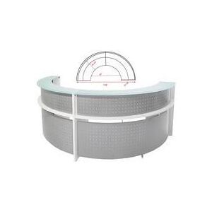 White 1/2 Round Glass Top Reception Desk