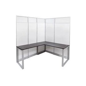 7'H TrendSpaces White Laminate Washable L-Shaped Cubicle w/Glass