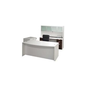 White & Woodgrain 4-Piece Office Furniture Set