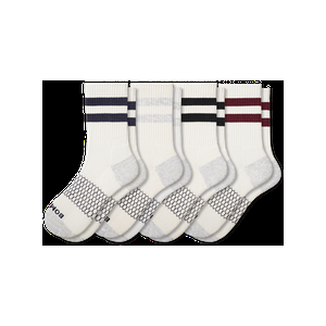 Men's Vintage Stripes Half Calf Socks 4-Pack - Mixed White - Extra Large - Bombas