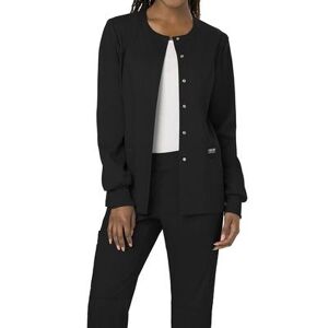Cherokee Medical Uniforms Women's Workwear Revolution Snap Jacket (Size L) Black, Polyester,Rayon,Spandex