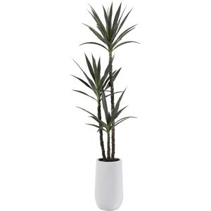 D&W Silks 6-feet Yucca Tree in Tall Round White Resin Planter - Green 18.0 In. X 72.0 In.