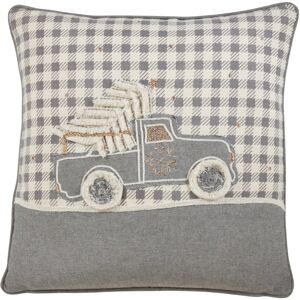 Saro Lifestyle Cotton Pillow With Christmas Truck Design 18 x 18