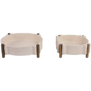 Sagebrook Home Pottery Decorative Tray Sculptural Round Design (Set of 2) - 4 14