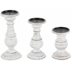 Tatayosi Solid Wood Candle Holder with Distressed Details,Set of 3 4.0 In. W X 6.0 In. H X 4.0 In. D