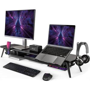 Fenge Monitor Stand, Dual Monitor Riser with Adjustable Laptop Riser - 42.5 x 9.3 x 5.7 inches 42.5 x 9.3 x 5.7 inches