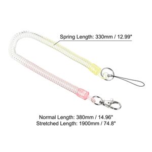 Unique Retractable Coil Spring Keychain with Key Ring, 1 Pack Plastic 380mm