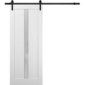 SARTODOORS Sliding Barn Door Hardware / Quadro 4112 White Silk Frosted Opaque Glass 32