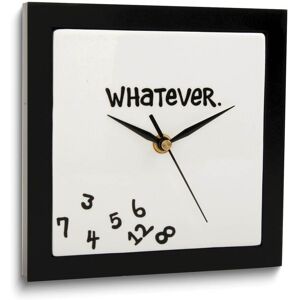 Curata Our Name is Mud Whatever White Earthenware and Wood Wall Clock