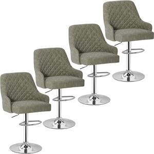 VECELO Barstools Set of 4, Counter Height Bar Stools Adjustable Stools with Back and Arm, Kitchen Island Stools Swivel Bar Chairs Adjustable