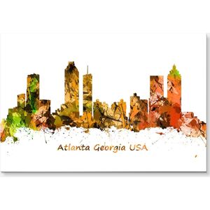 DESIGN ART Atlanta Georgia Skyline - Cityscape Glossy Metal Wall Art 20 in. wide x 12 in. high