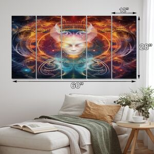 DESIGN ART Designart 60 In. Wide X 28 In. High - 5 Panels Equal Panels