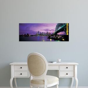 Easy Art Prints Panoramic Images's 'Port Jackson, Sydney Harbor and Bridge Night, Sydney, Australia' Canvas Art 15 x 40