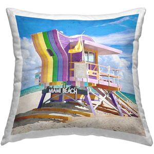Stupell Purple Lifeguard Hut Printed Throw Pillow by LSR Design Studio 18 x 18