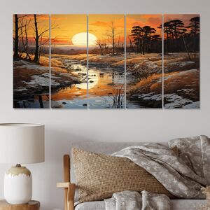 DESIGN ART Designart 60 In. Wide X 28 In. High - 5 Panels Equal Panels